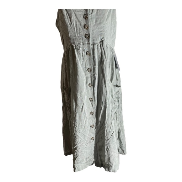 𝅺GOOD LUCK GEM Button Front Sleeveless Midi Dress sage green - Picture 4 of 13